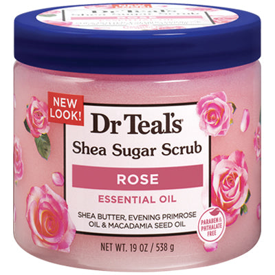 DR. TEAL'S SHEA SUGAR SCRUB 19oz ROSE (DL/3)