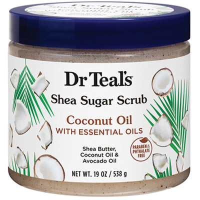 DR. TEAL'S SHEA SUGAR SCRUB 19oz COCONUT OIL (DL/3)