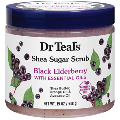 DR. TEAL'S SHEA SUGAR SCRUB  19oz BLACK ELDERBERRY (DL/3)