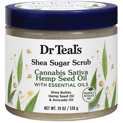 DR. TEAL'S SHEA SUGAR SCRUB 19oz HEMP SEED OIL (DL/3)