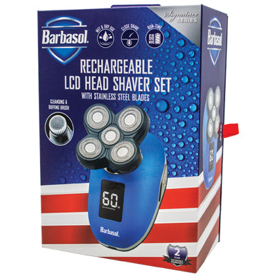 BARBASOL RECHARGEABLE LCD HEAD SHAVER SET