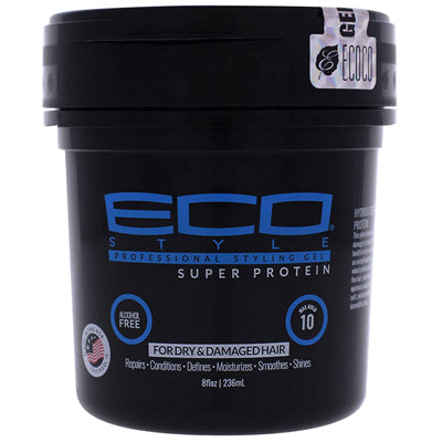 ECOSTYLE STYLING GEL SUPER     PROTEIN BLACK/BLUE 8 OZ       *