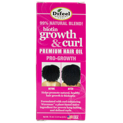 DIFEEL GROWTH & CURL BIOTIN HAIR OIL 2.5 OZ (DL/6)