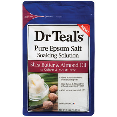 DR. TEAL'S EPSOM SALT 3 LBS SHEA BUTTER & ALMOND OIL (CS/4)