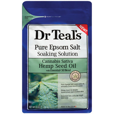 DR. TEAL'S EPSOM SALT 3 LBS HEMP SEED OIL (CS/4)