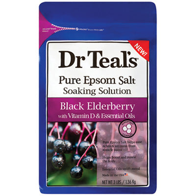 DR. TEAL'S EPSOM SALT 3 LBS BLACK ELDERBERRY (CS/4)