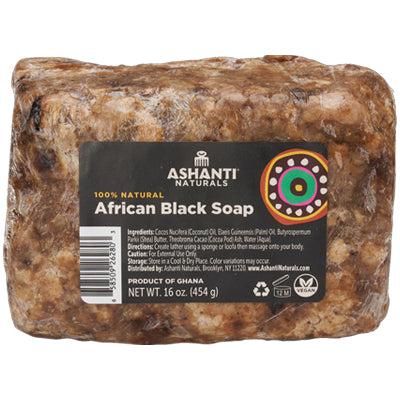 ASHANTI PURE AFRICAN BLACK SOAP 16 OZ FRAGRANCE FREE