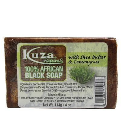 Kuza 100% African Black Soap 4oz Lemongrass (CS/24)